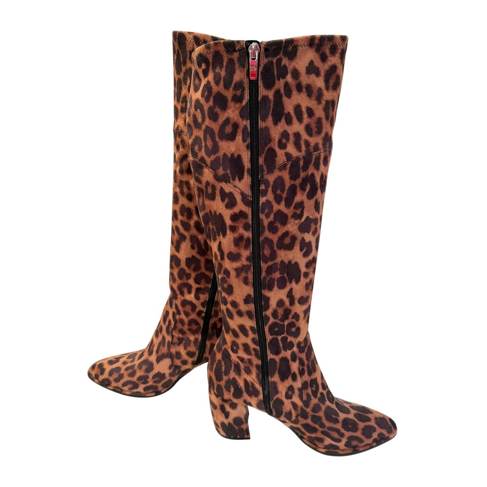 Marc Fisher Lella Wide Calf Tall Shaft Leopard Fashion Boots Women's 8W Glam Y2K - Picture 3 of 8